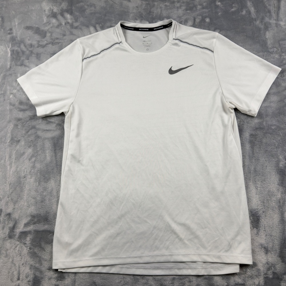 Nike Running Dri-FIT Shirt Mens Medium White Short Sleeve Performance Tee